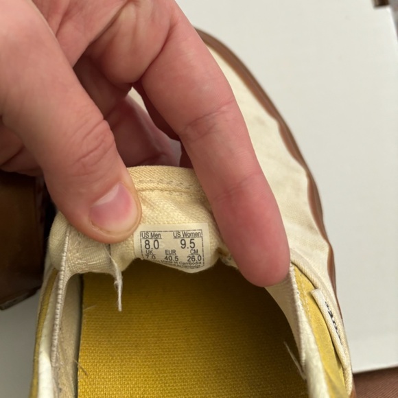 Vans Men's Cream and Yellow Canvas Slip-Ons - Picture 2 of 2